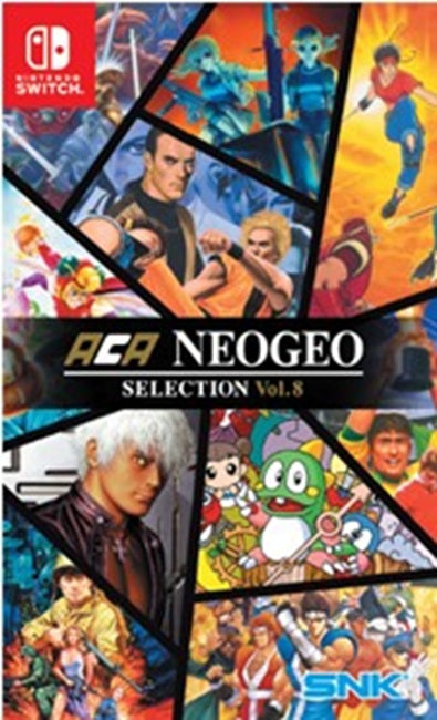 Cover of ACA NEOGEO Selection Vol. 8 for Nintendo Switch with various characters and SNK logo.