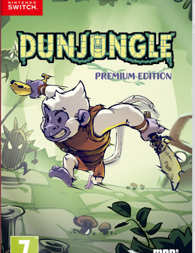 DunJungle Premium Edition game cover for Nintendo Switch with a monkey character on a green background.