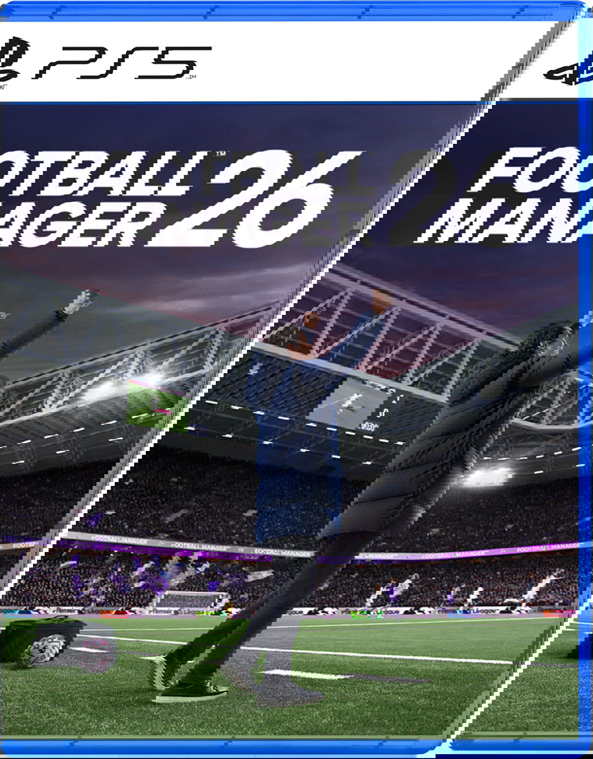 Cover of 'Football Manager 26' for PS5 with a person on a soccer field.