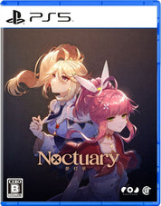 PlayStation 5 game case for 'Noctuary' with two animated characters on a dark background.