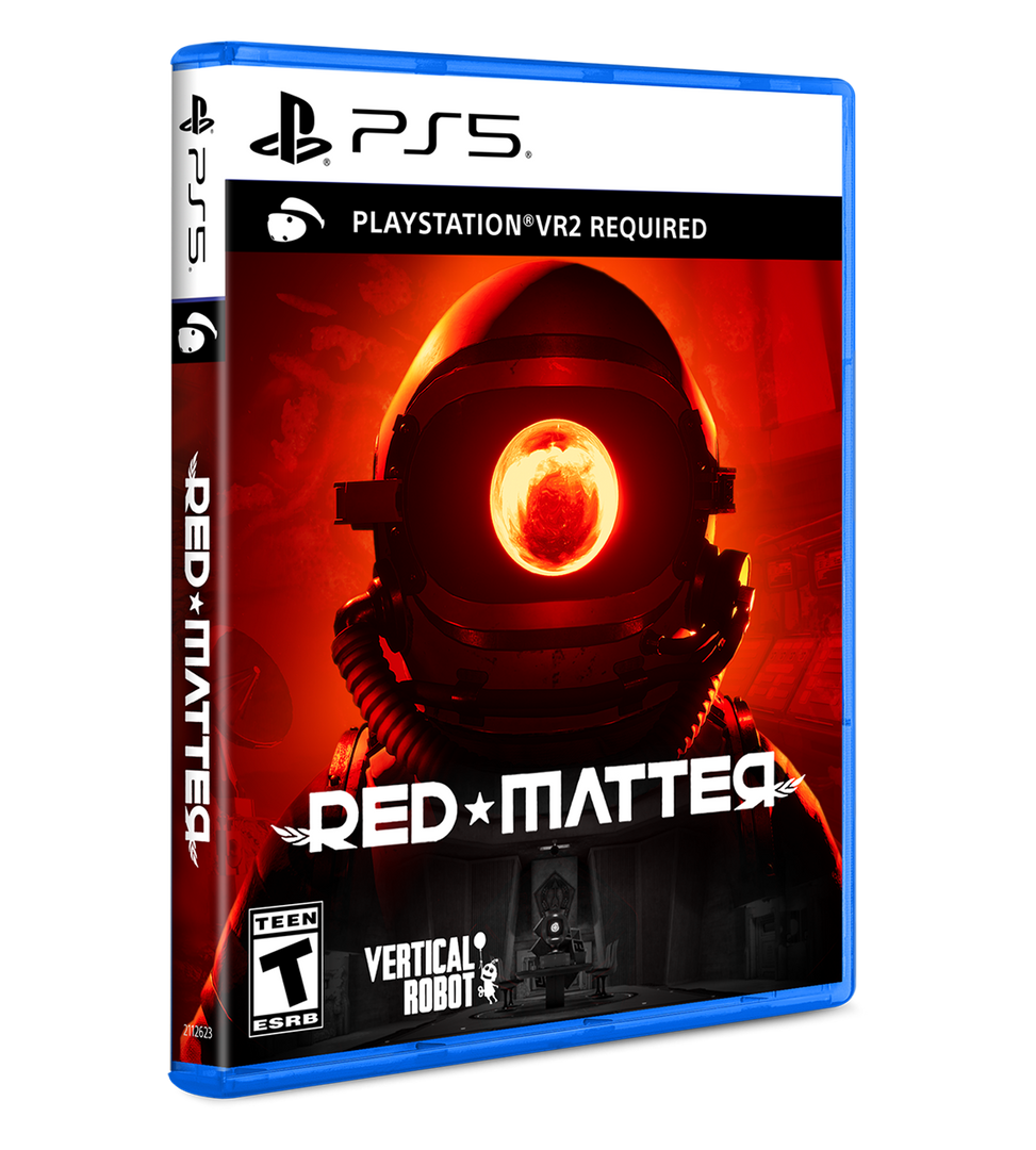 PlayStation 5 game disc for 'Red Matter' with a helmet design on the cover.