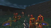 Screenshot of a video game with characters and health bars on a dark landscape