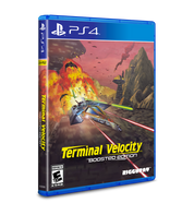 PS4 game case for 'Terminal Velocity' with a futuristic design on a white background