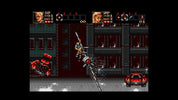 Pixelated video game scene with characters and health bars on a dark background