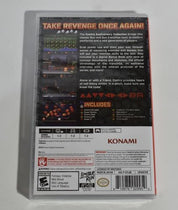 Back view of a video game case with text and branding on a white background
