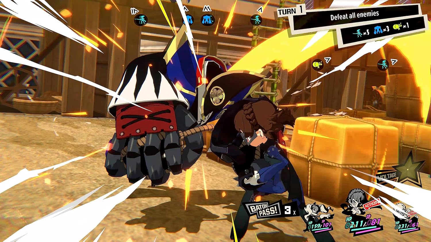Character in a video game with a weapon and a treasure chest in the background