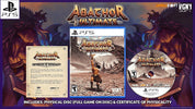 Abathor Ultimate for PlayStation 5 physical game package display, including the PS5 game case, disc, and certificate of authenticity on a purple illustrated background with PS5 and VGNN 2021 branding.
