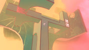 Abstract art with geometric shapes and warm colors