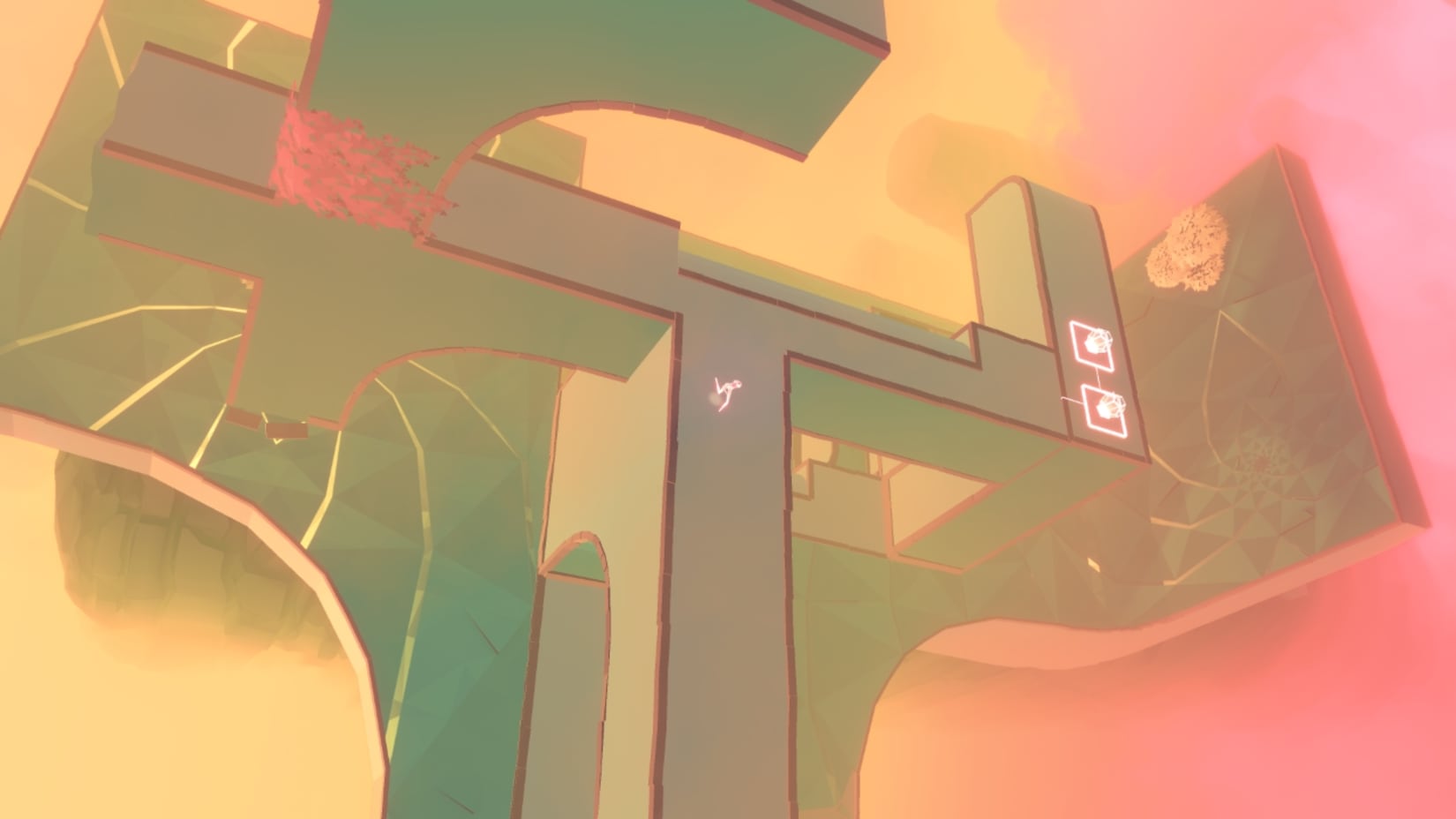 Abstract art with geometric shapes and warm colors