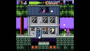 Screenshot of a retro-style video game with a character in front of a building.