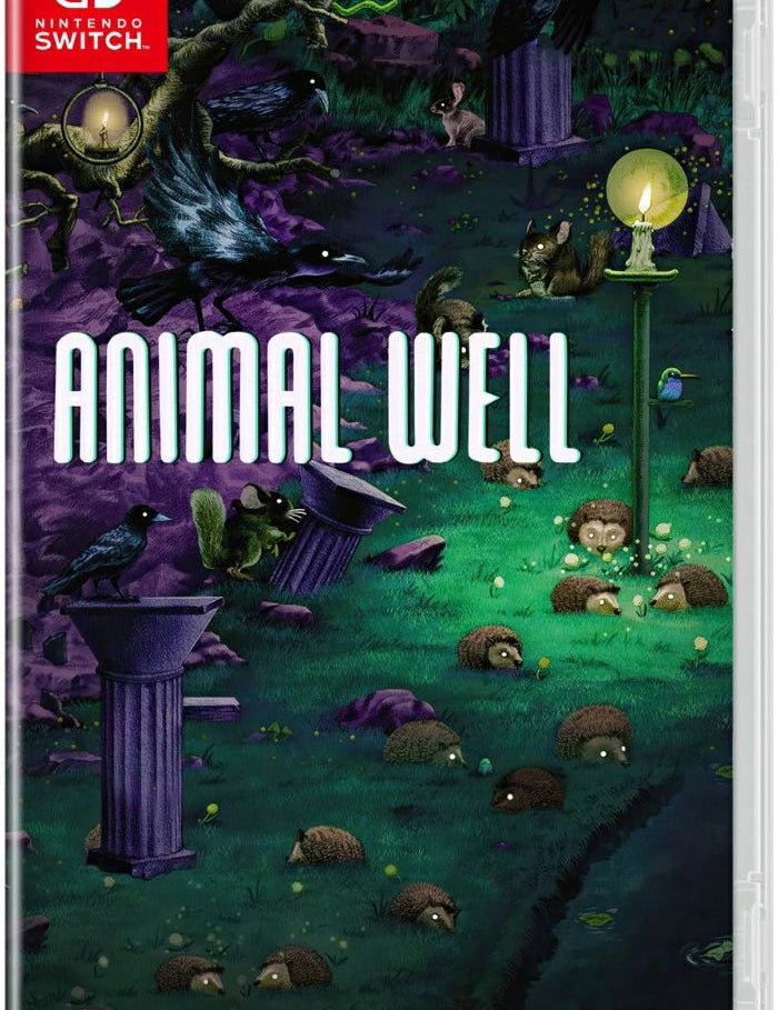 Game cover for 'Animal Well' on Nintendo Switch with a fantasy landscape and animals.