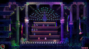 Pixel art scene with a staircase and decorative elements in a dark setting