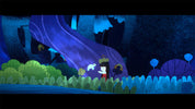 Animated scene with characters near a large purple slide underwater.