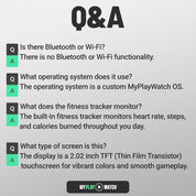 Q&A section about a product with answers on a gray background