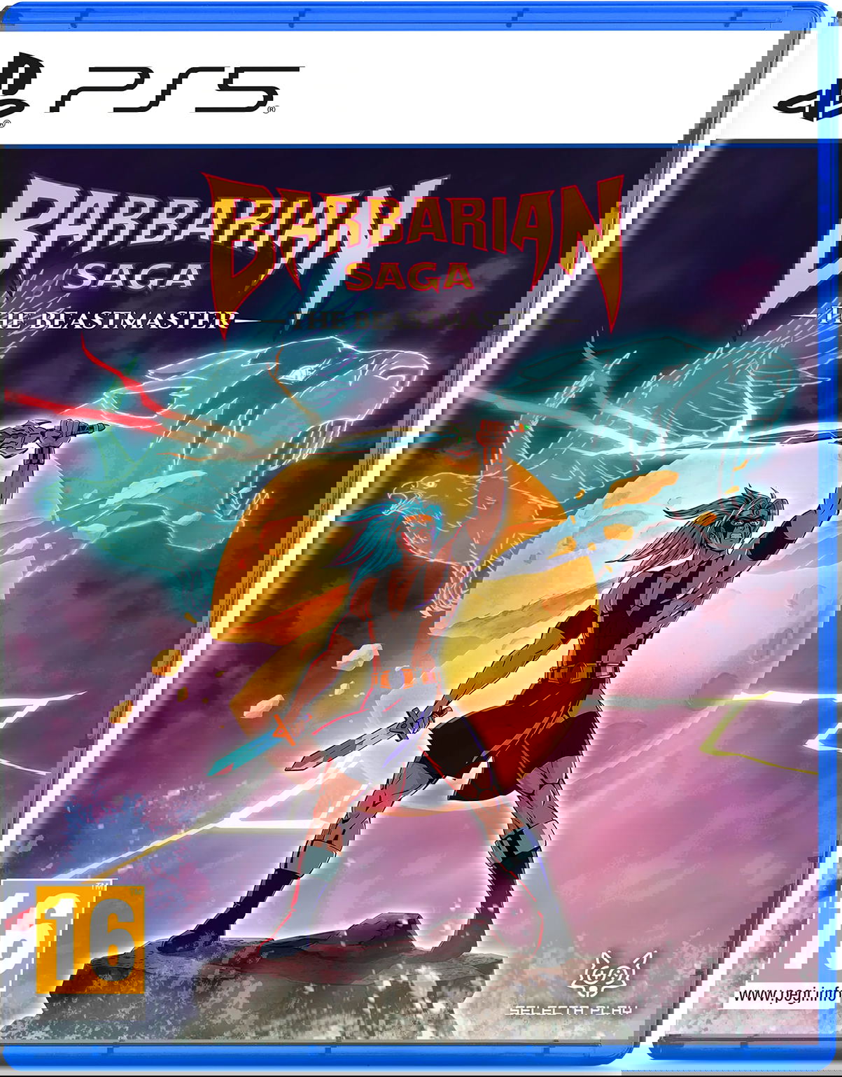 Game cover for 'Barbarian Saga: The Beastmaster' on PS5 with a warrior and dragon illustration.