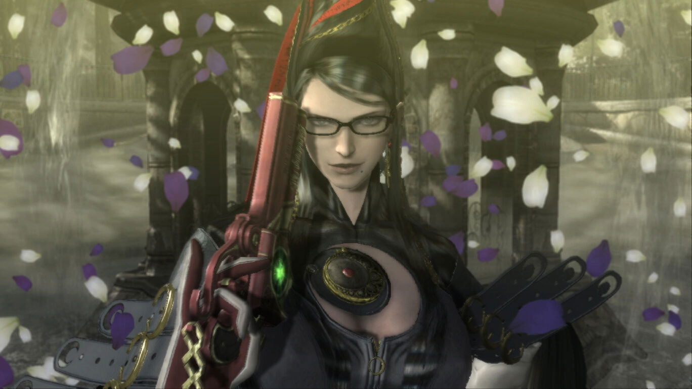 Character with a bow and arrow in a fantasy setting with flowers falling