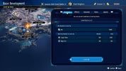 Game interface showing base development screen with map and resource requirements.