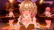 A stylized anime/game scene showing a blonde character in the center foreground in a bar setting, with two other female characters standing at bar counters in the background. The image has Japanese UI text and currency display, indicating a digital game or anime-related visual.