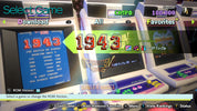 Arcade game selection screen with '1943' game highlighted on a vintage arcade machine.