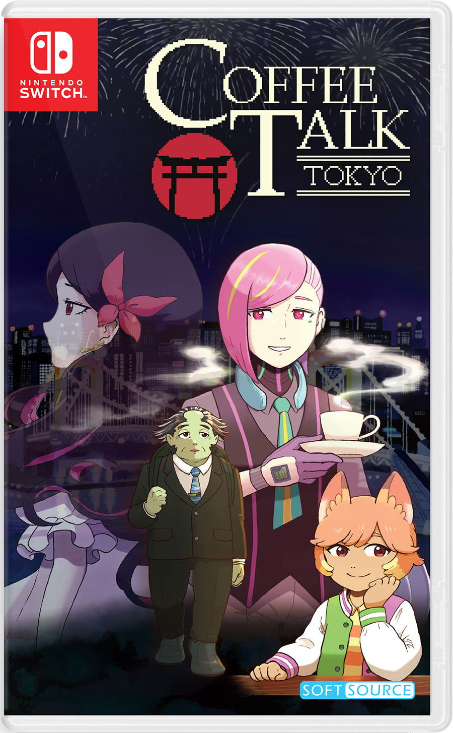 Nintendo Switch game case cover for Coffee Talk Tokyo, featuring illustrated anime-style characters and the Nintendo Switch logo in the top-left corner.
