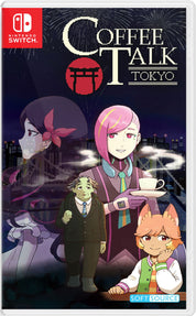 Nintendo Switch game case cover for Coffee Talk Tokyo, featuring illustrated anime-style characters and the Nintendo Switch logo in the top-left corner.