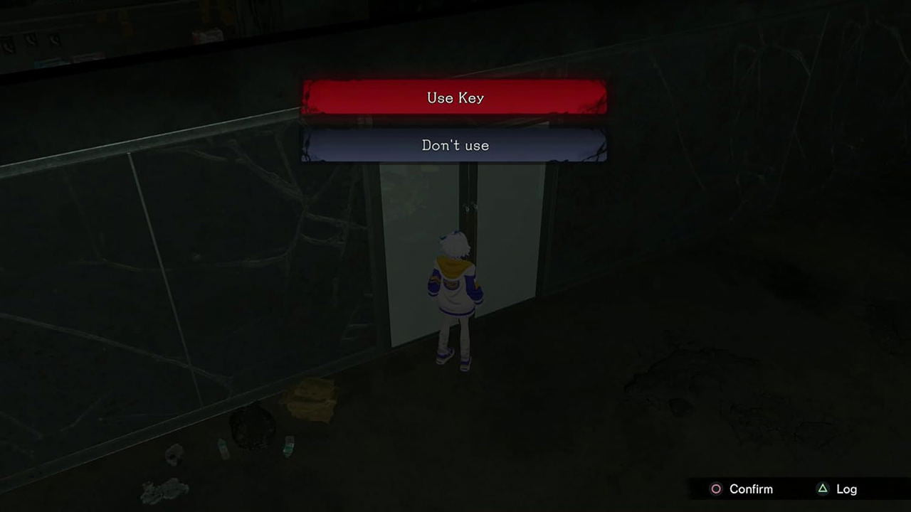 Dialogue box with 'Use Key' and 'Don't use' options in a dark setting