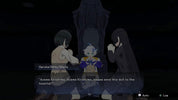 Animated scene with three characters and a doll in a dark setting