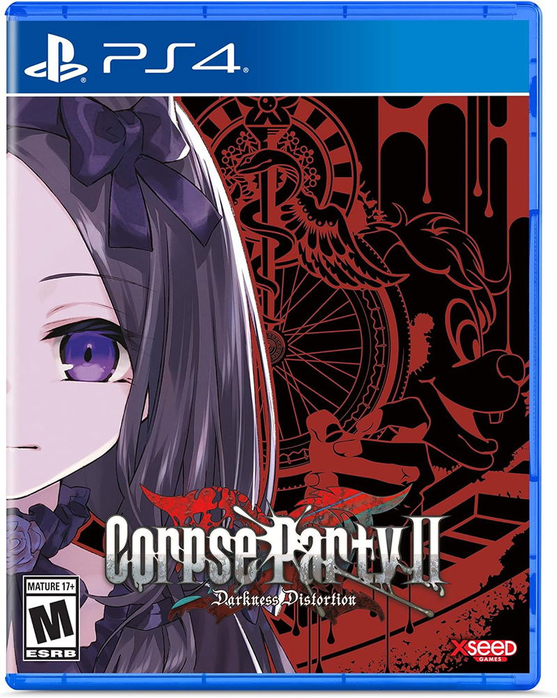 Game box for 'Corpse Party II' on PS4 with anime-style artwork and dark red design.