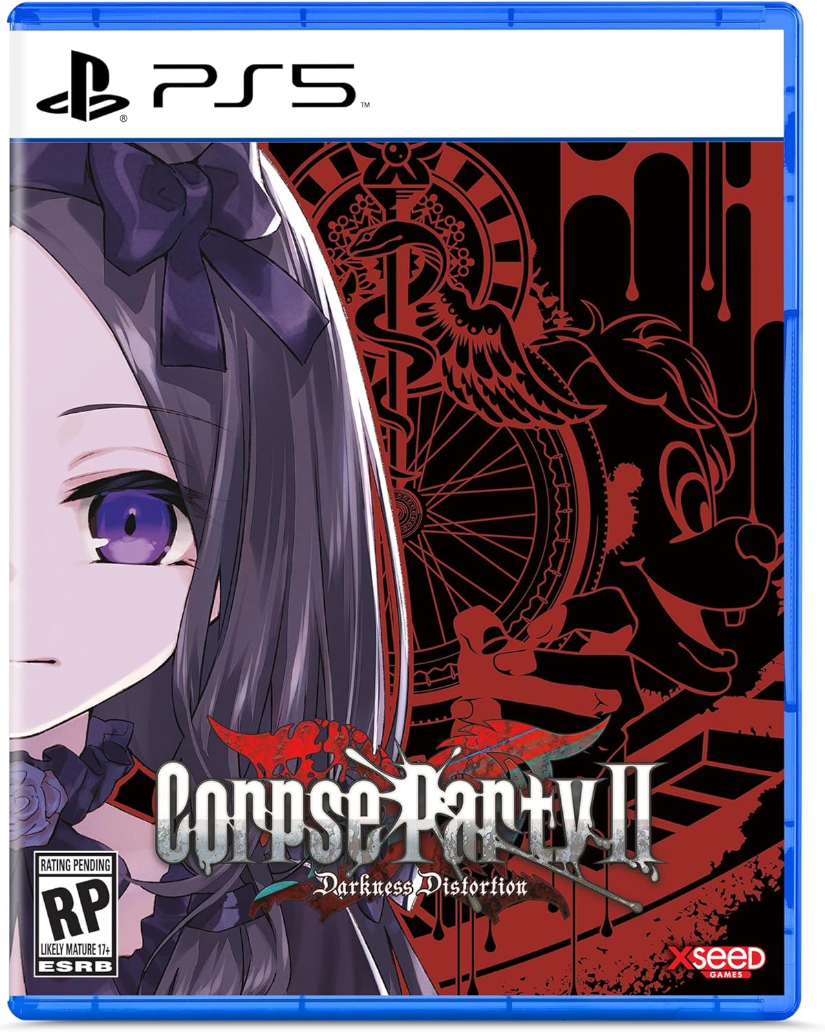 PlayStation 5 game case for 'Corpus Party II: Darkness Distortion' with anime-style design.