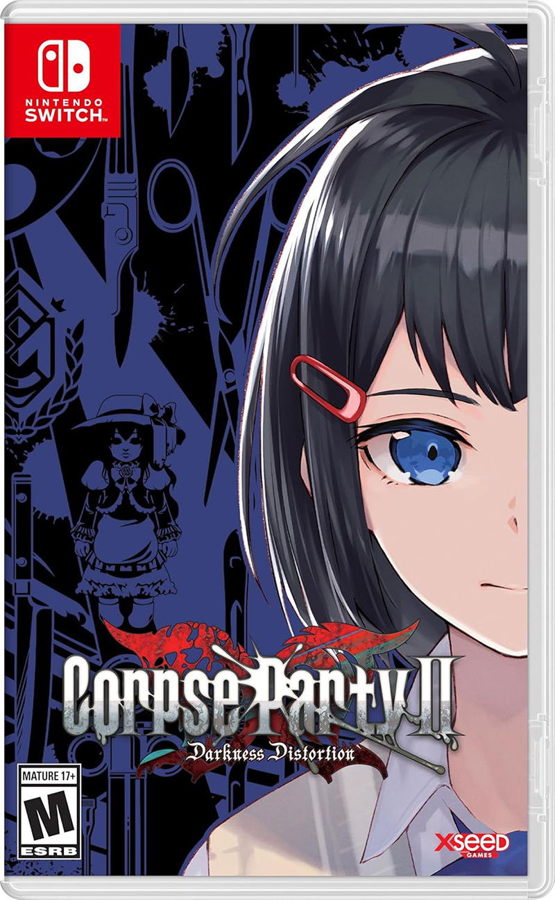 Game box for 'Corpse Party II' on Nintendo Switch with an anime-style character and dark blue background.