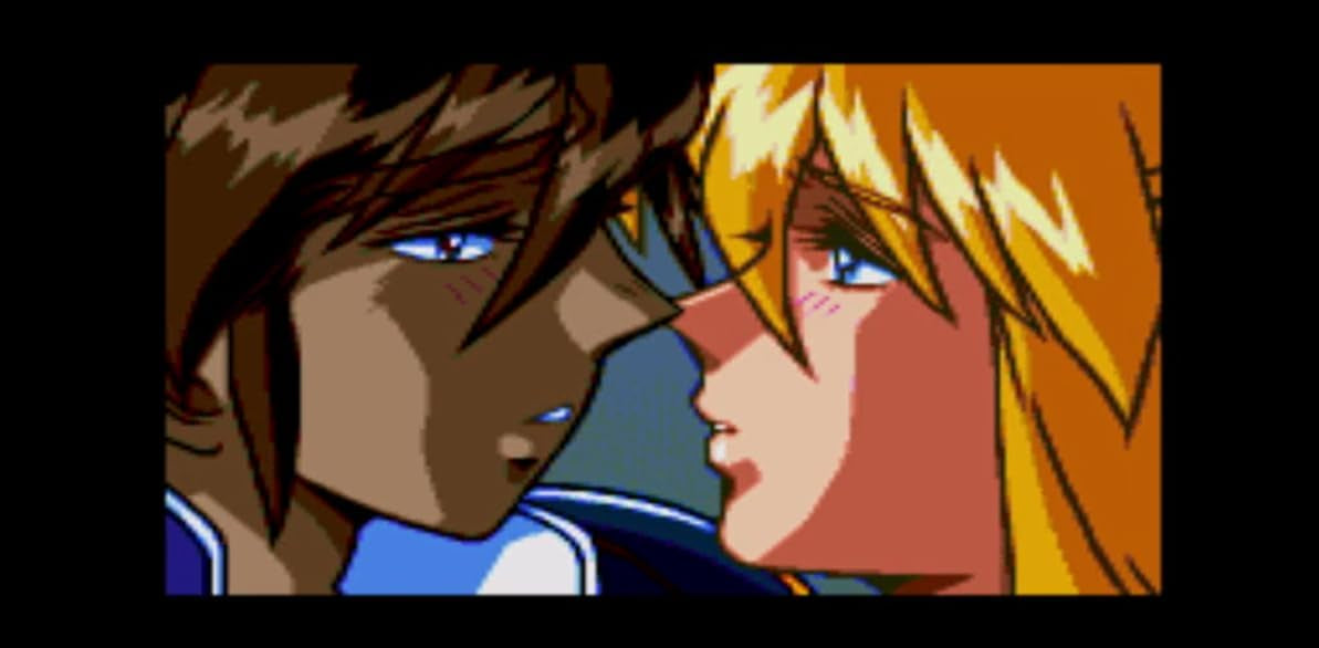 Close-up of two animated characters with a blurred background