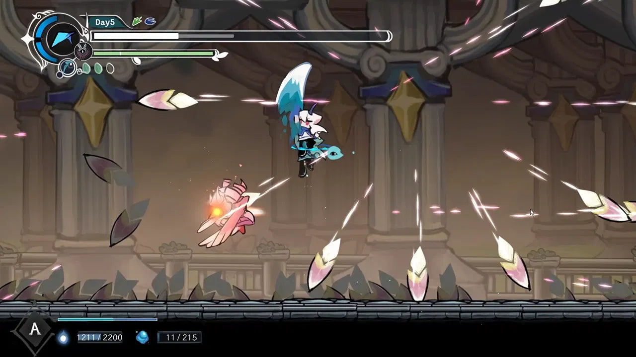 Game screen with character in action in a fantasy setting