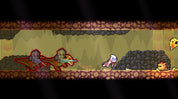 Pixel art scene from a video game with characters in a cave-like setting