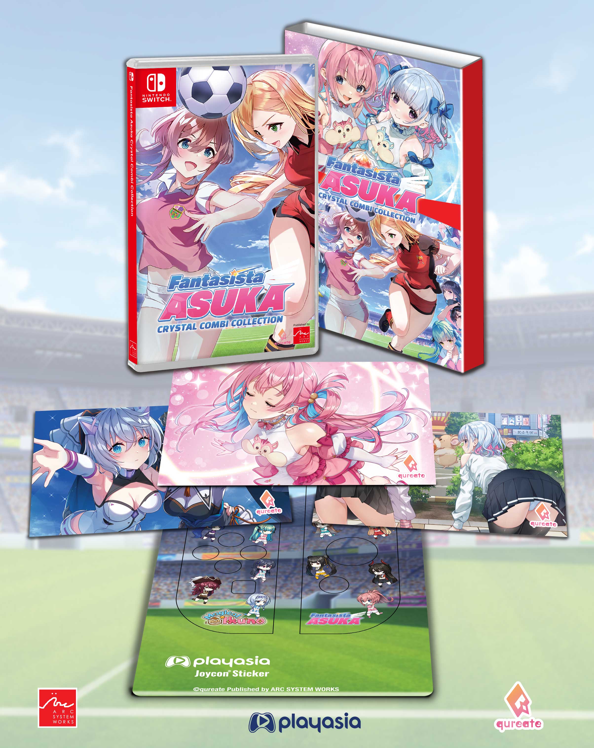 Fantasista Asuka Crystal Combo Collection packaging with character illustrations on a light blue background