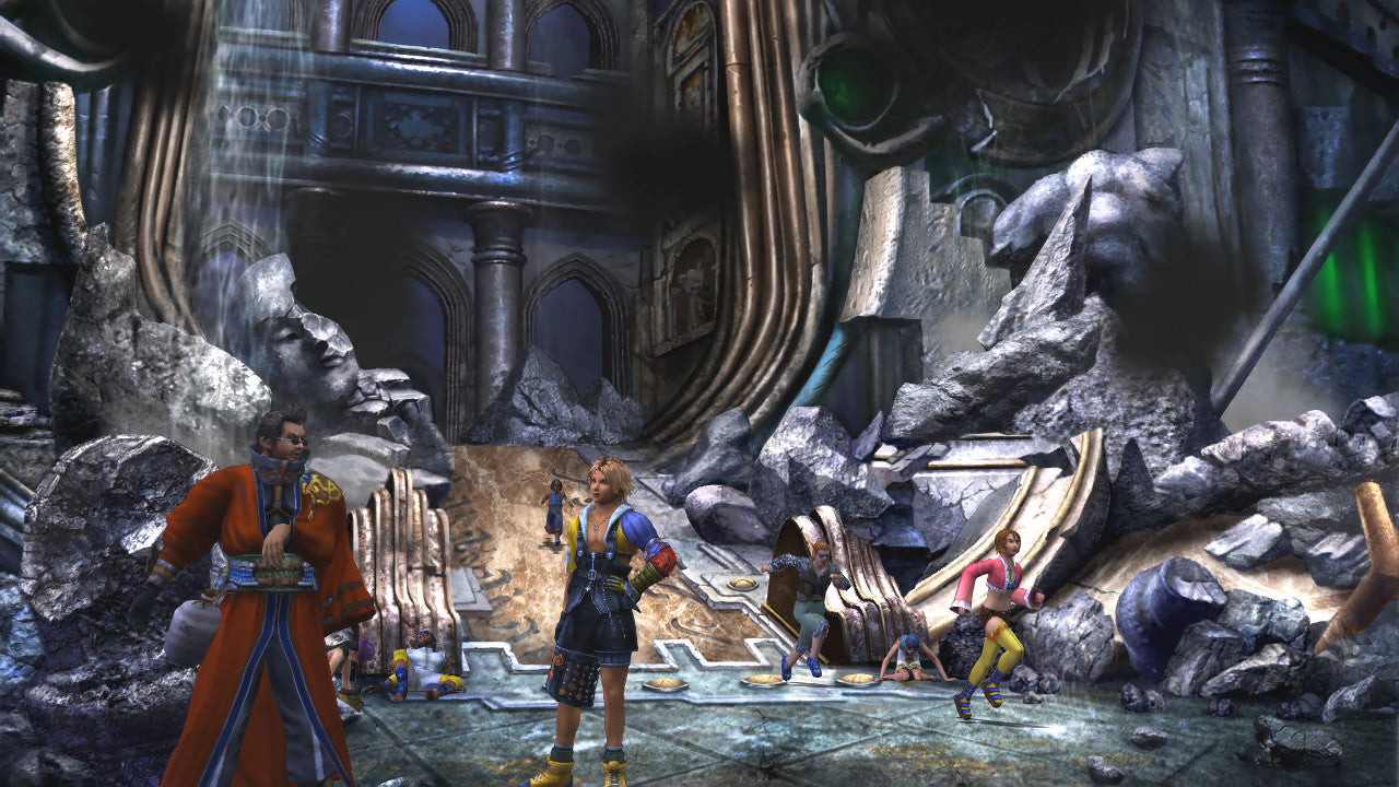 Video game scene with characters in a fantasy setting
