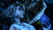 Animated character with flowing hair and a glowing blue aura against a dark background