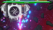 Space-themed game scene with a large central object and asteroids in space.