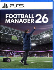 Cover of 'Football Manager 26' for PS5 with a person on a soccer field.