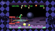  retro video game screen with space-themed graphics