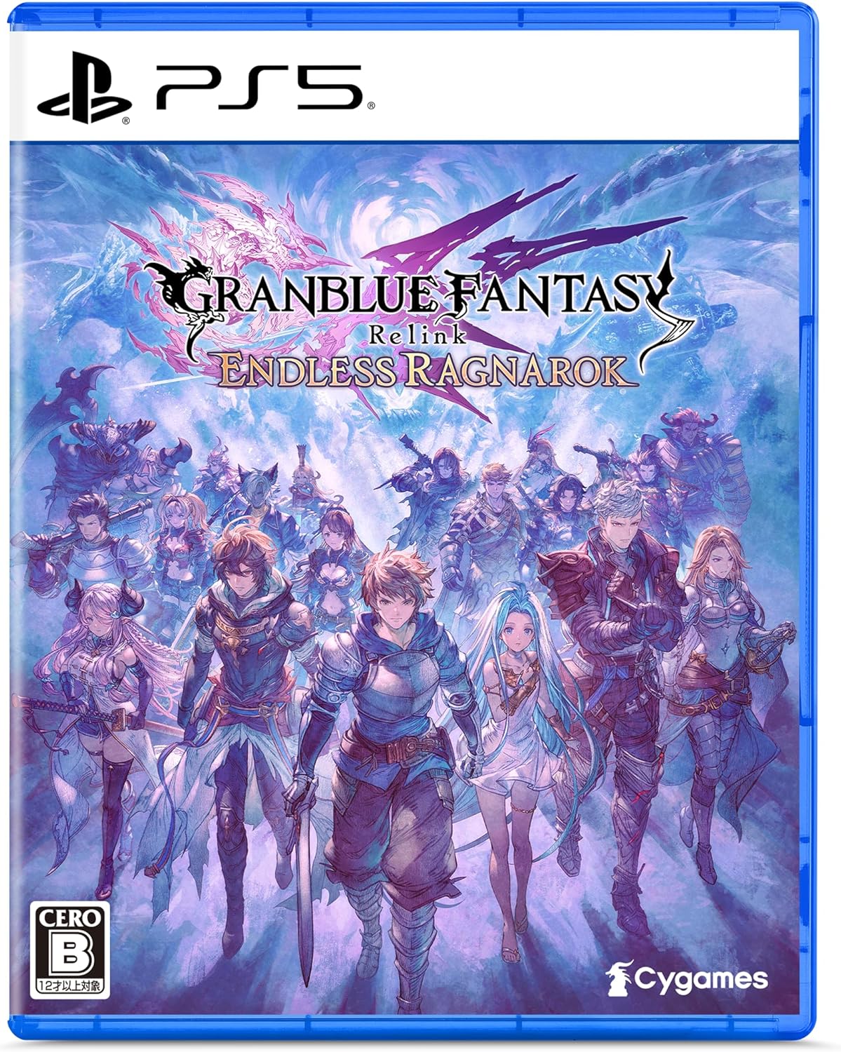 PlayStation 5 game case for 'Granblue Fantasy: Relink - Endless Ragnarok' with character illustration on a blue background.