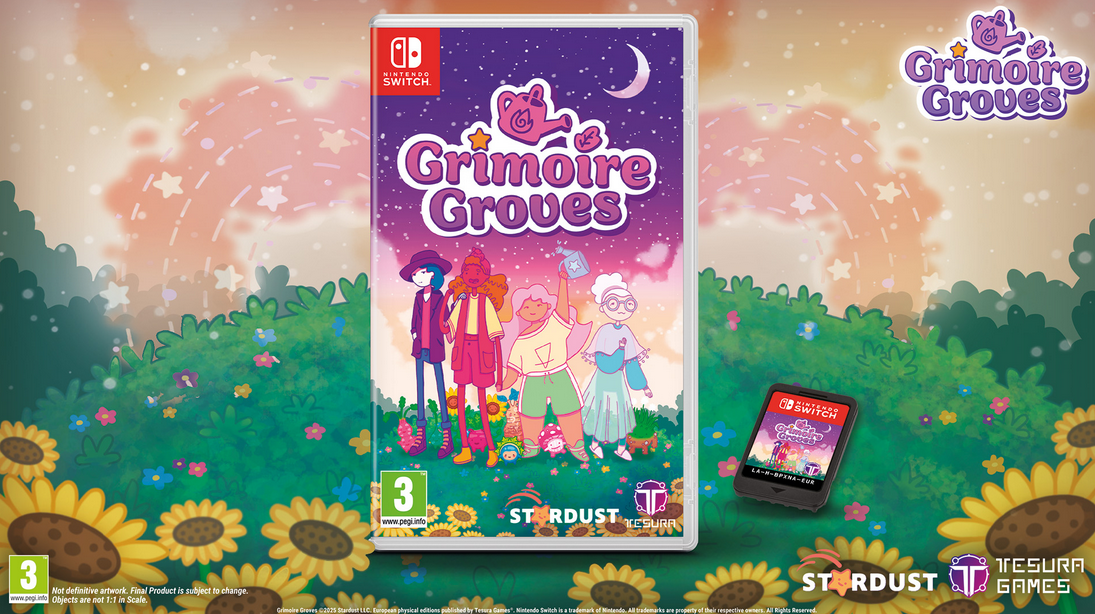 Grimoire Groves game case for Nintendo Switch on a nature-themed background