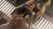 Two animated characters in a close embrace with a blurred background