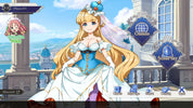 Animated character in a bridal outfit with game interface elements on a screen