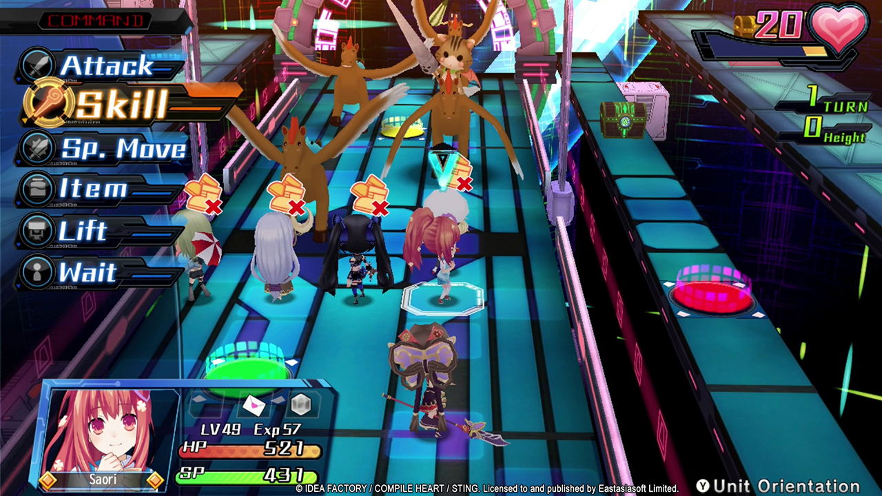 Video game screen with character selection and battle interface