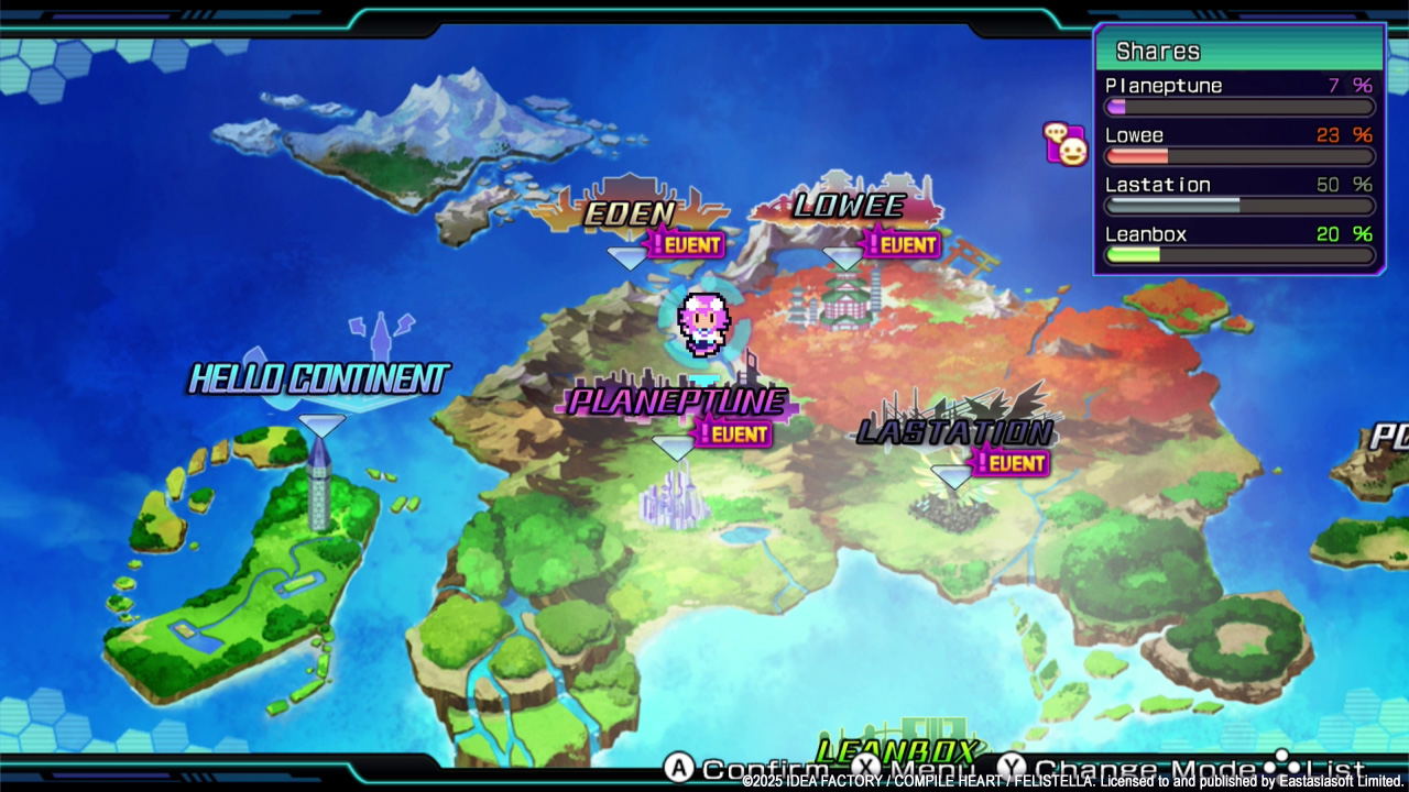 Map of a fantasy world with various regions labeled, likely from a video game.