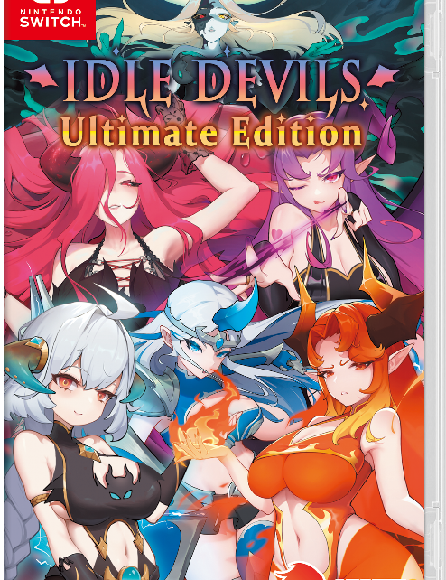 Game case for 'Idle Devils: Ultimate Edition' on Nintendo Switch with colorful character designs.