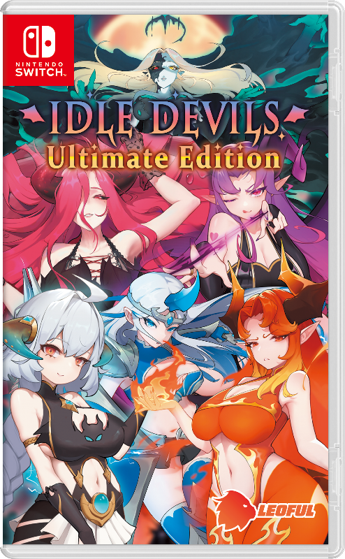 Game case for 'Idle Devils: Ultimate Edition' on Nintendo Switch with colorful character designs.