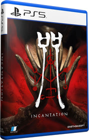 PlayStation 5 game case for 'Incantation' with a red and black design.