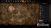 Map screen from the game 'Lost Eidolons' with character selection on the right.