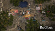 Game screen from 'Lost Eidolons' showing a battle scene with characters and critical hits.